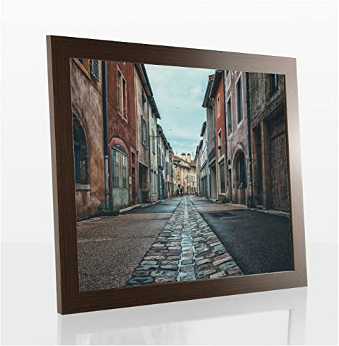 Orion Deluxe Bilderrahmen Posterrahmen 60x80 cm Farbe und Verglasung wählbar Eiche Dunkel Mooreiche Dekor 80x60 cm mit weisser Rückwand und spiegelfreiem Antireflex Kunstglas 1 mm