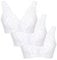Eden House Ladies Pack of 3 Bra Cotton Lace Front Fastening Magic Bra White 14