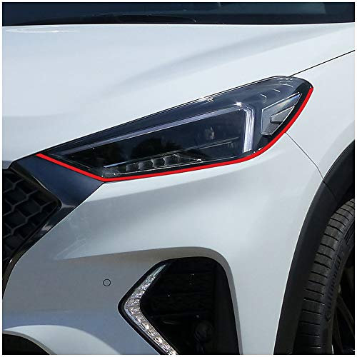 Devil Eye® Scheinwerferfolie rot Zierstreifen Dekor Dekorleiste Folie Flexibel für Scheinwerfer Kfz Auto Zubehör Selbstklebend KX004 (Kompatibel mit Hyundai Tucson ab 2015)