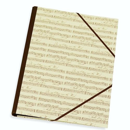 libralides - Mappe handgemacht DIN A4 mit Gummiband „Musik“ mit Muster/Motiv - Große Sammelmappe mit Gummizug - Eckspannmappe aus Pappe/Karton - Gummizugmappe Dokumentenmappe für 100 Blatt