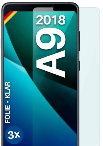 moex für Samsung Galaxy A9 (2018) Schutzfolie Displayschutz Folie Ultra-klar HD 0,2 mm kompatibel mit jeder Hülle, Anbringen ohne Blasen, Handyfolie Extra Kratzfest, FlexProtect 3 Stück