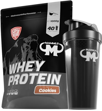 1kg Mammut Whey Protein Eiweißshake - Set (Cookies + Protein Shaker)