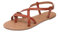 Sandales plates de gladiateur pour femme - Sandales à lanières - Sandales à bride de cheville, Marron, 7 US