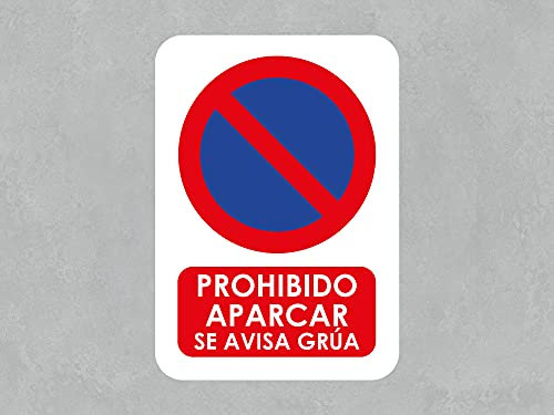 Oedim Pack 10 Señales de Prohibido Aparcar Se Avisa Grúa, Fabricada en Aluminio Dibond Blanco 3mm, Duradera y Económica
