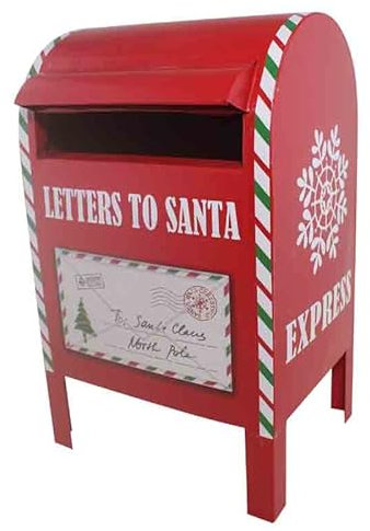 Cassetta della Posta di Babbo Natale Portalettere Natalizio in Metallo Rosso 20 x 19 x 34 cm 8712 cm per allestimenti Nuova 2022/23