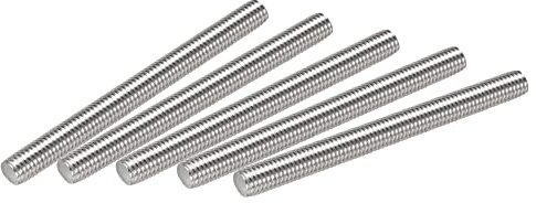 sourcing map 5pcs M10 x 100mm Tige Filetée Entièrement 304 Inox Acier Droite Main Filetage M10-1,5 Filetage Pas