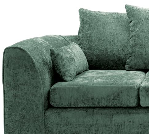 Abakus Direct Harriet U-Shaped Couch - Rifle Green Crushed Chenille - Living Room U-Shaped Sofa & Footstool Options - 2 Seater, 3 Seater