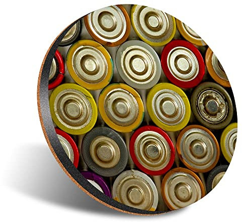 DV DESIGN 1 x Eco Round 12cm Coaster - Retro Batteries Power Bank Drink Cup Mug Glass Table Protection Mat #3084