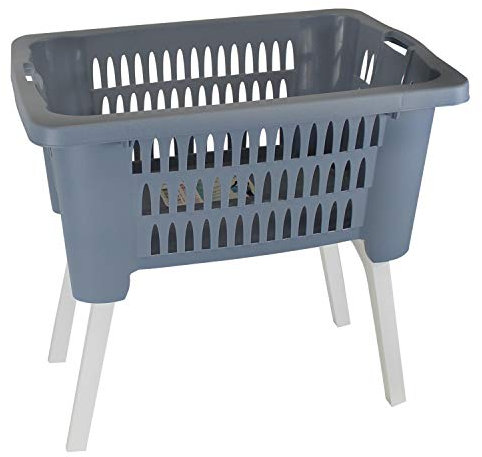 Washing Laundry Basket Bin Sturdy Plastic Linen Storage Folding Legs Foldable (Coloured)