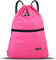Turnbeutel mit Kordelzug, wasserdicht, Tasche mit Reißverschluss, Rucksack für Damen und Herren, Reise-Set für Wandern, Schule, Studenten, Polyethylen-Tasche, Outdoor, Schwimmen, Erwachsene, (Rosa)