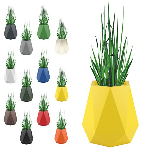 Monumo® Pot de fleurs décoratif XXL avec bac intérieur - Résistant aux intempéries - Support pour jardin et balcon - Vase moderne - Flavi - Jaune