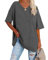 Ebifin Damen Oversize T Shirt mit V-Ausschnitt Kurzärmeliges Casual Lockere Basic Sommer Tee Shirts Bluse.Dunkelgrau.XL