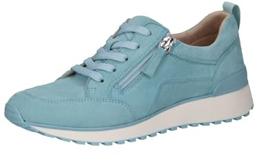 CAPRICE Damen Sneaker flach aus Leder mit Reißverschluss, Blau (Lt.Blue Suede), 38 EU