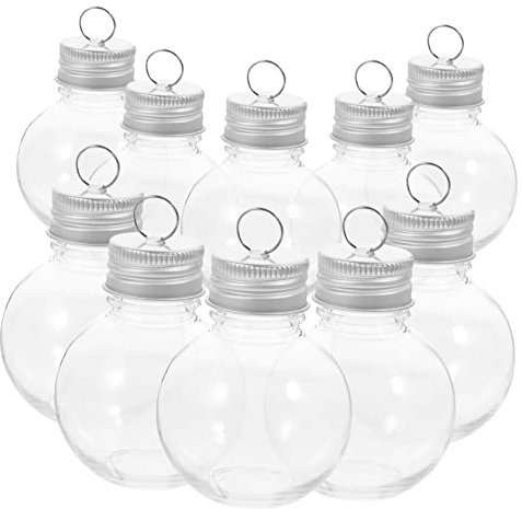YARNOW 10st Weihnachtskugelflasche Christbaumkugel Ornament Weihnachtsbaum Tasse Weihnachtsornament Aus Kunststoff Klare Ornamentkugeln Runder Süssigkeit Reisen Leere Flasche Das Haustier