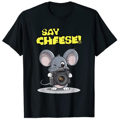 Maus Kamera Say Cheese Lustig Cartoon Fotograf Humor T-Shirt