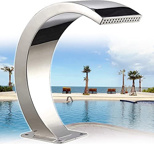 Fontana per Piscina a Cascata in Acciaio Inox per Giardino Esterno Piscina Acqua Caratteristiche Acqua Fontana Doccia Piscina Cascata Laghetto Fontanella Piscina,80cm*50cm
