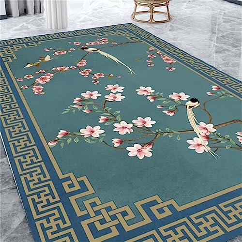 Kunsen vorzimmer Teppich Chinesischer Stil Anti-Rutsch Wohnzimmer ist feierlich esszimmer Teppich Türkis Flickenteppich Teppich antirutschmatte140X200CM