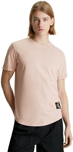 Calvin Klein Badge Turn Up Sleeve J30J323482, Top in maglia a maniche corte Uomo, Rosa (Sepia Rose), S