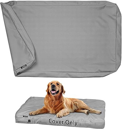 Joroamp Wasserdichter Hundebettbezug, große Hundebetten mit waschbarem Bezug für drinnen und draußen, mit Reißverschluss, abnehmbar, 117,8 x 73,8 x 10,2 cm, Grau