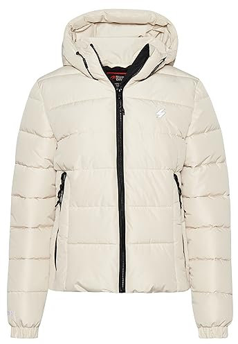 Superdry Hooded Spirit Sports Puffer Veste, Pélican, 34 Femme