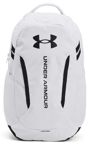 Under Armour unisex-adult Hustle 6.0 Backpack, (100) White / White / Black, One size fits most