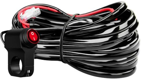 Gebildet Kit Cablaggio barra Luminosa a LED per luce LED 180W+180W - Interruttore Manubrio Impermeabile Relè di Potenza 2conduttori Fusibile lama Impermeabile 12V per luci Fuoristrada Luce da lavoro