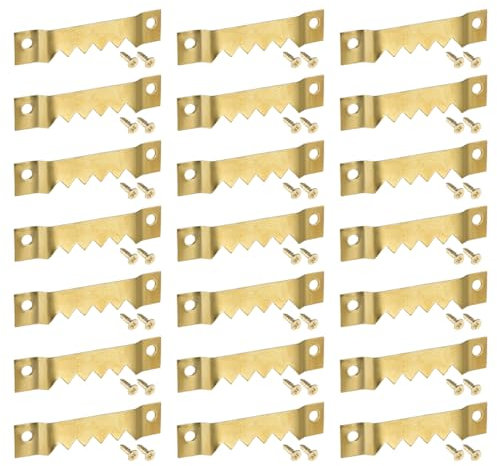 Ganci dentati, 80 Pezzi Ganci dentati per quadri dentellati completi fi viti, Ganci Appendi Quadri Gancio, Cornice Foto Gancio per Foto Cornice Gancio per Dente di Sega, Rame