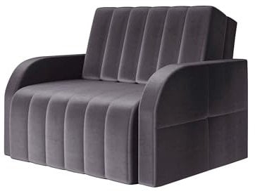 E-MEUBLES Schlafsessel mit Bettfunktion Schlafsofa mit Bettkasten Sessel mit Schlaffunktion Klein und Gemütlich Sofa Couch Gästebett Relaxsessel Kindersofa 101x104x90 - Montana 80 (Grau - Kronos 22)