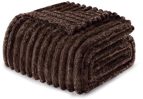 Exclusivo Mezcla Kuscheldecke Flauschig Fleecedecke Flanell Decke, Leichte und Warme Wohndecke Tagesdecke für Ganzjahreszeit, 220 x 240 cm Braun