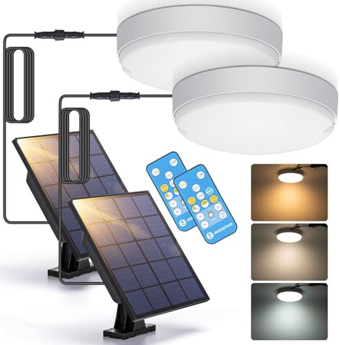 Aigostar Solarlampen für Außen 50W LED Solarleuchten Aussen mit mit Fernbedienung IP65 Solar Außenleuchte einstellbare Farbtemperatur 3000K/4000K/6500K, 3m Kabel, 2 pcs