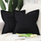 Madizz 2er Set Leinen Kissenbezügen mit breiter Kante Weiche dekorative Kissenbezüge für Sofa Schlafzimmer Kissenhülle Schwarz 60x60 cm Quadrat