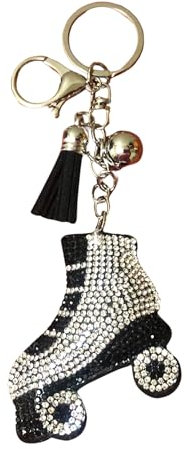 Popfizzy Strass-Schlüsselanhänger für Frauen und Mädchen, Bling Rucksack Schlüsselanhänger, niedliche Geldbörsen-Charms, cooler Schlüsselanhänger, lustiges Schlüsselanhänger-Geschenk, Rollschuh