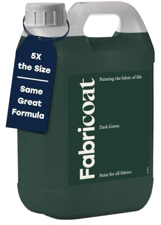 Fabricoat Textilfarbe – Farbe von Stoffen auffrischen oder verändern – Direkt auf Stoff auftragen – Alles verwandeln – Sofas, Lampenschirme, Autoinnenräume (2,5 l, Dunkelgrün)