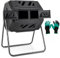 GOPLUS Composteur de Jardin, Bac à Compostage à Double Chambre de 160 L avec 2 Portes Coulissantes, Cadre en Métal, Grand Composteur Rotatif sans BPA pour Déchets de Cuisine, Jardin, Cour (Noir)