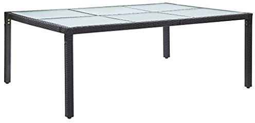 Gecheer Garten Esstisch Gartentisch Terrassentisch Balkontisch Gartenmöbel Rattantisch Outdoor Esstisch Tisch für Garten, Lounge, Schwarz 200x150x74 cm Poly Rattan