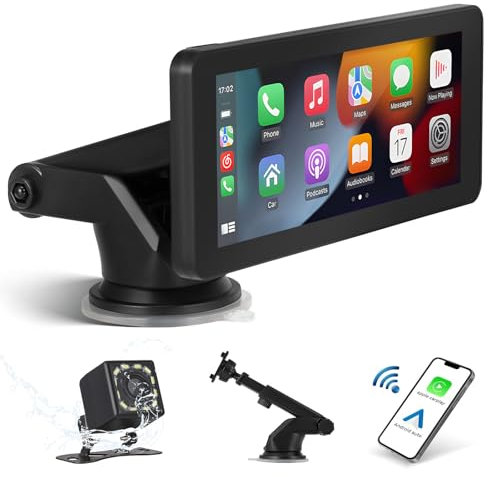 Radio portátil para Coche de 6,86 Pulgadas, Pantalla táctil de 1080P, Pantalla Carplay inalámbrica, Receptor Digital de Audio MP5 para Coche, cámara de visión Trasera Impermeable