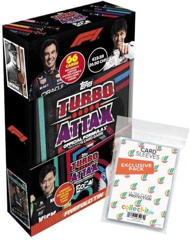Bundle mit Topps - Turbo Attax Formel 1 2024-1 Mega Tin Box Fivefold + Exklusive Collect-it Hüllen