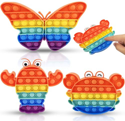 GZqiancang 3 Stück Push Pop Bubble Fidget Toy, Silikon Bubble Sensory Squeeze Toy für Kinder, Erwachsene, Autismus, Zwangsstörungen, ADHS(3 Verschiedene Formen)