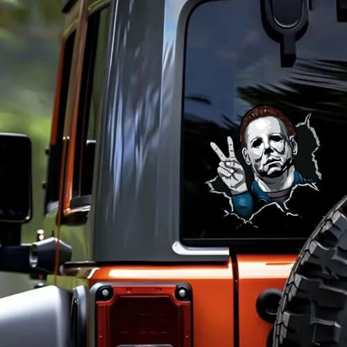 Halloween Horror Peeking Aufkleber - Horror Michael Auto Decals und Aufkleber Wasserdicht Vinyl Decal Halloween Dekoration für Auto Fenster Stoßstange LKW SUV (Double-Sude Victory)
