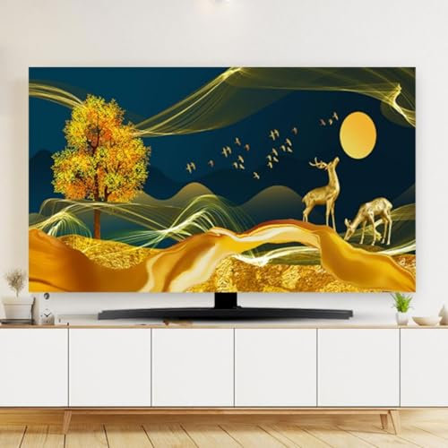 Yoeoefuo TV Cover TV Screen Protector 32 - 85 Inch Multiple Sizes TV Protective Cover Landscape Print TV Protective Cover Modern Design TV Protection Dustproof Case Cover (Style 2.85 Inches)