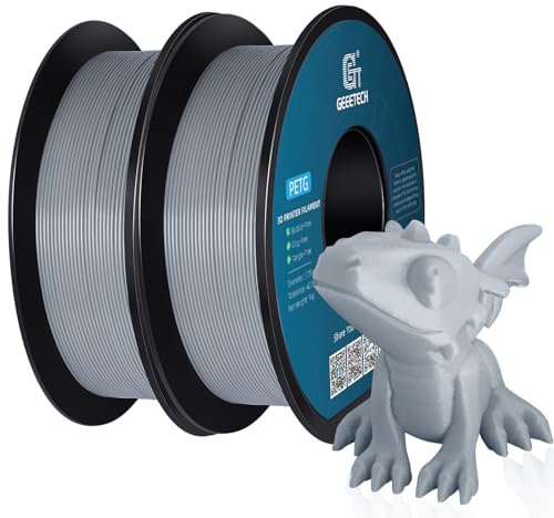 GEEETECH PETG Filamento de 1,75 mm 2kg, filamento para impresora 3D, 1 kg por bobina, 2 bobinas,Gris+Gris