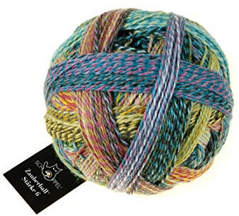 Schoppel Wolle Zauberball Stärke 6, 150g bunte Sockenwolle 6-fädig, dicke Strumpfwolle 6-fach, Sockengarn mit Farbverlauf zum stricken und häkeln | 75% Wolle, 25% Polyamid (2355 Gartenparty)