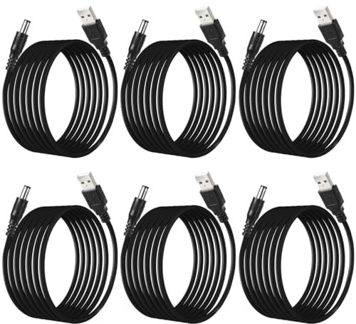 Greluma 4 Stk USB 2.0 A Stecker auf DC 5,5 x 2,1mm DC 5V Stromsteckerkabel, 2m USB auf 5V Stromanschlusskabel, USB auf DC Ladekabel
