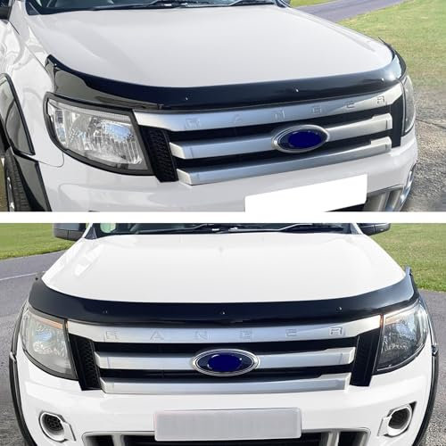 JHCHAN Motorhaubenschutz für Ford Ranger Wildtrak 2012 2013 2014, Ranger T6 Limited Platinum Tremor XL XLT Motorhaube Deflektor Insekten Steinschlagschutz