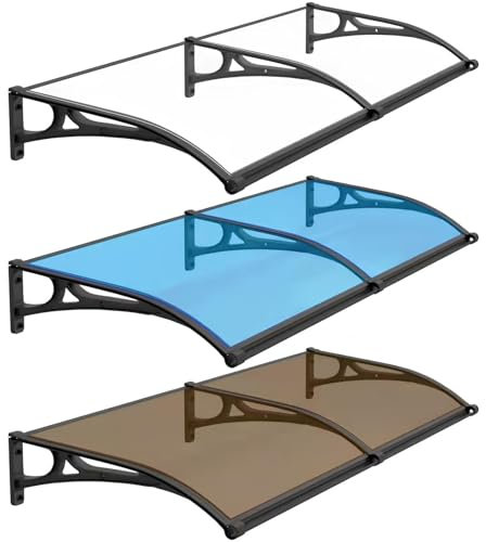 WATAOW Toldo para Ventana De Canalón Grande,Marquesina Puerta Exterior,Tejadillo Entrada Soporte De Aluminio(Blue,50x200cm/1.6x6.5ft)