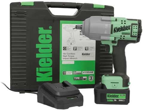 Kielder KWT-085-01 18v Brushless Cordless 1/2 1790Nm High Torque Impact Wrench Kit, 1 x 5.0Ah Li-ion TYPE18 Battery, Charger & Case