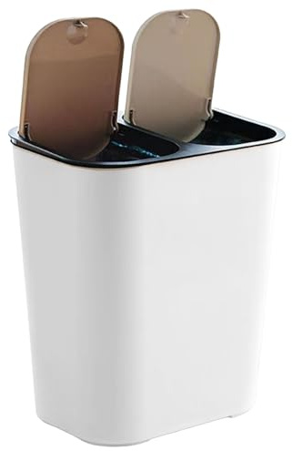 Opdestn Poubelle de Cuisine Double | Poubelle à Deux Compartiments | De Cuisine 5 Gal Avec Couvercle À Bouton-poussoir Pour Maison Chambre
