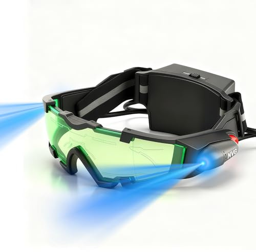 Wokyo Kinder-Nachtsichtbrille, Spionagebrille, Spionageausrüstung, verstellbare Kinder-LED-Nachtbrille mit ausklappbaren Lichtern, grüne Linse für Rennen, Radfahren, Skifahren zum Schutz der Augen