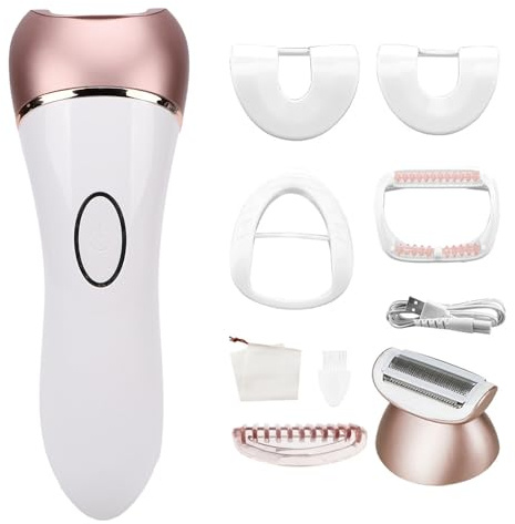 LUCKDANO 2-in-1-Epilierer und Trimmer für Damen, Elektrische Haarentfernung für Beine, Unterarme, Bikini, mit Austauschbaren Köpfen, Waschbarem und Wiederaufladbarem 600-mAh-Akku