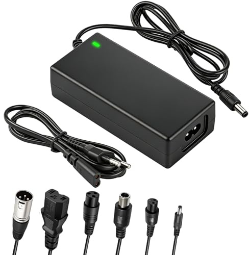Chargeur Trotinette Electrique 42V 2A Universel avec 6 Connecteurs, Chargeur Hoverboard 36V Batterie pour Trottinette Électrique, Scooter, Vélo Électrique, Compatible avec Xiaomi M365, Ninebot